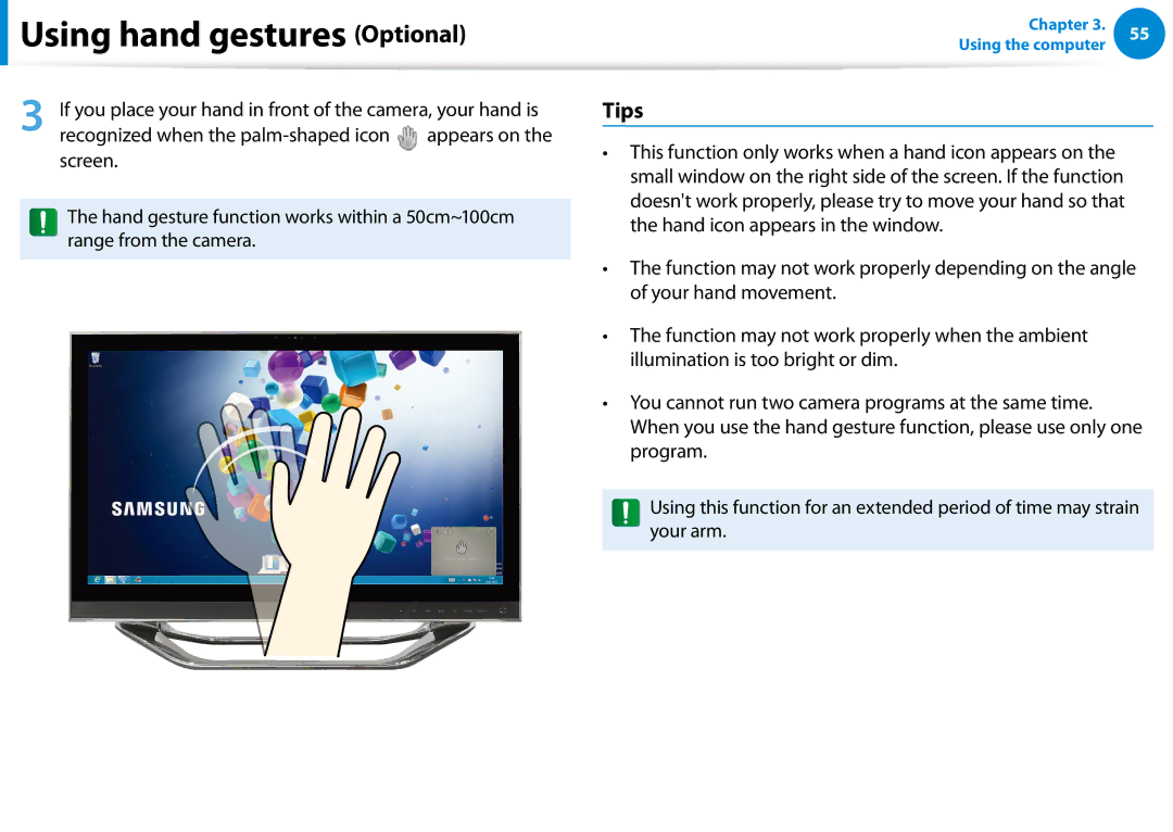 Samsung DP700A7DS03US, DP700A7D-X01US, DP700A3D-A01US, DP700A3DK01US manual Tips, Recognized when the palm-shaped icon 