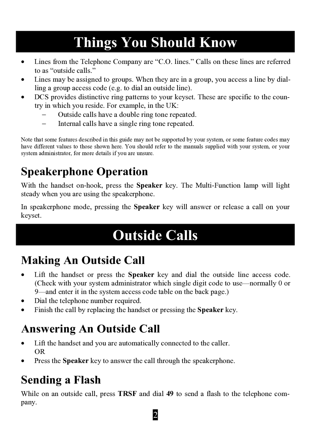 Samsung DS-2100B manual Things You Should Know, Outside Calls 