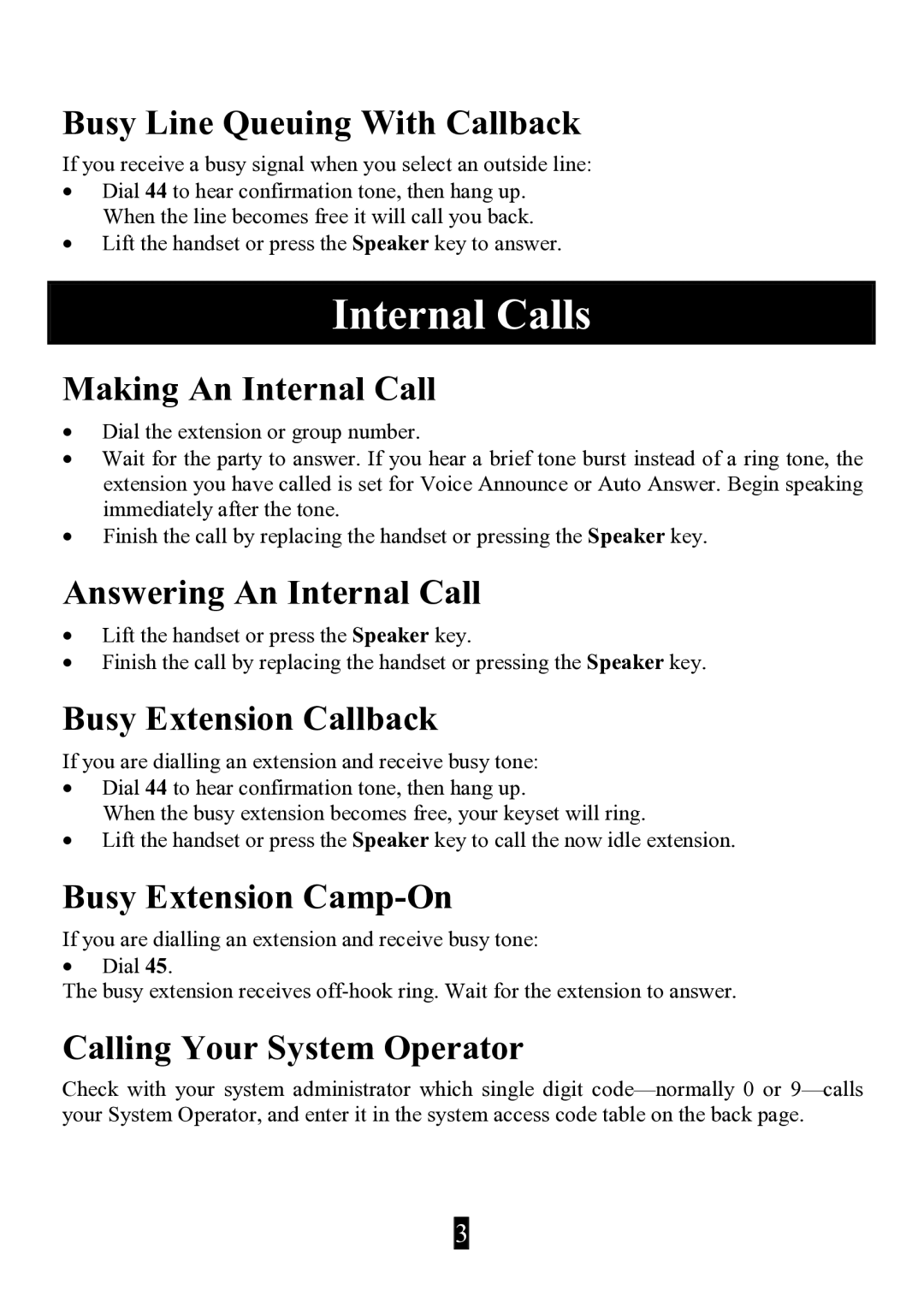 Samsung DS-2100B manual Internal Calls 