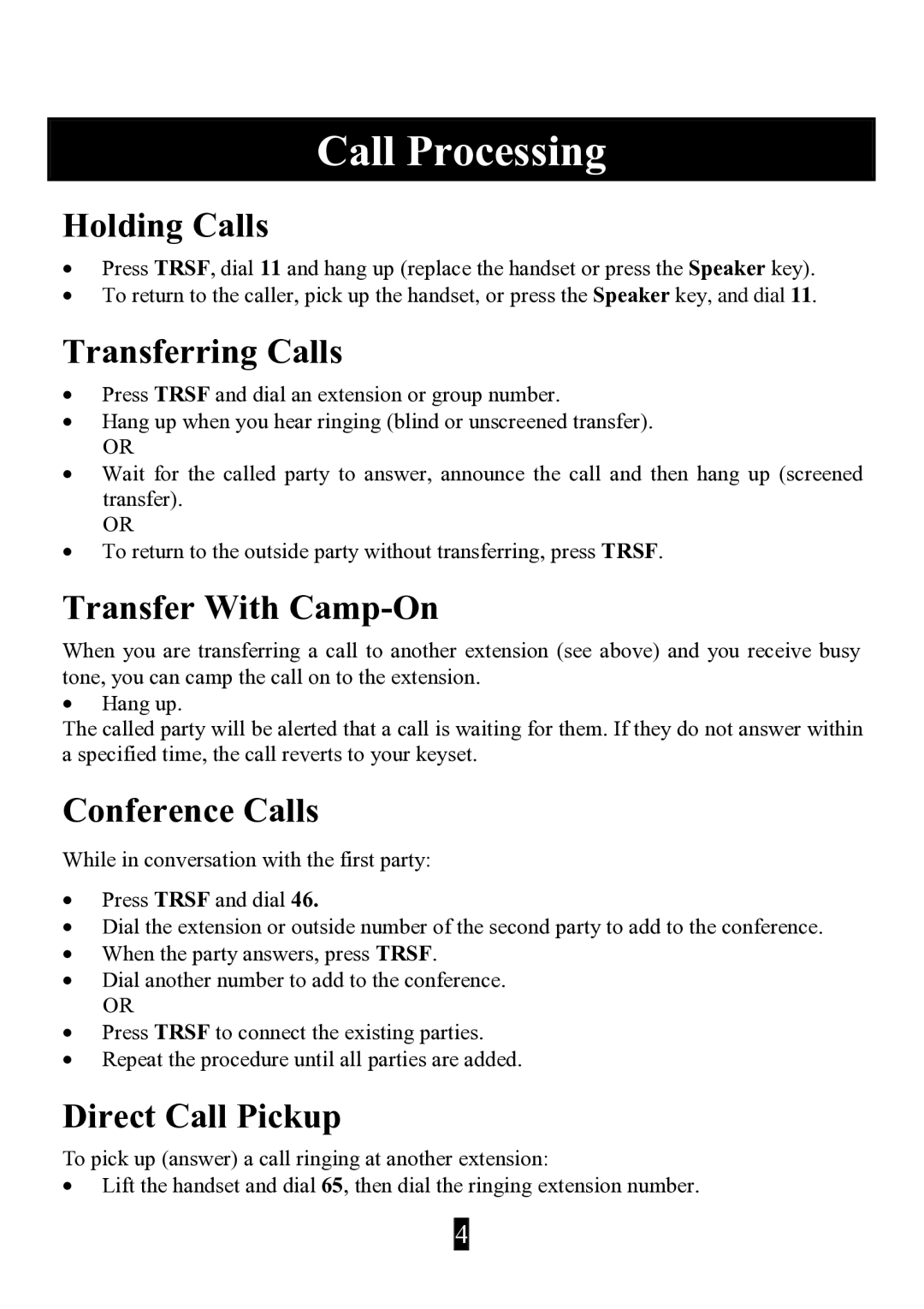 Samsung DS-2100B manual Call Processing 