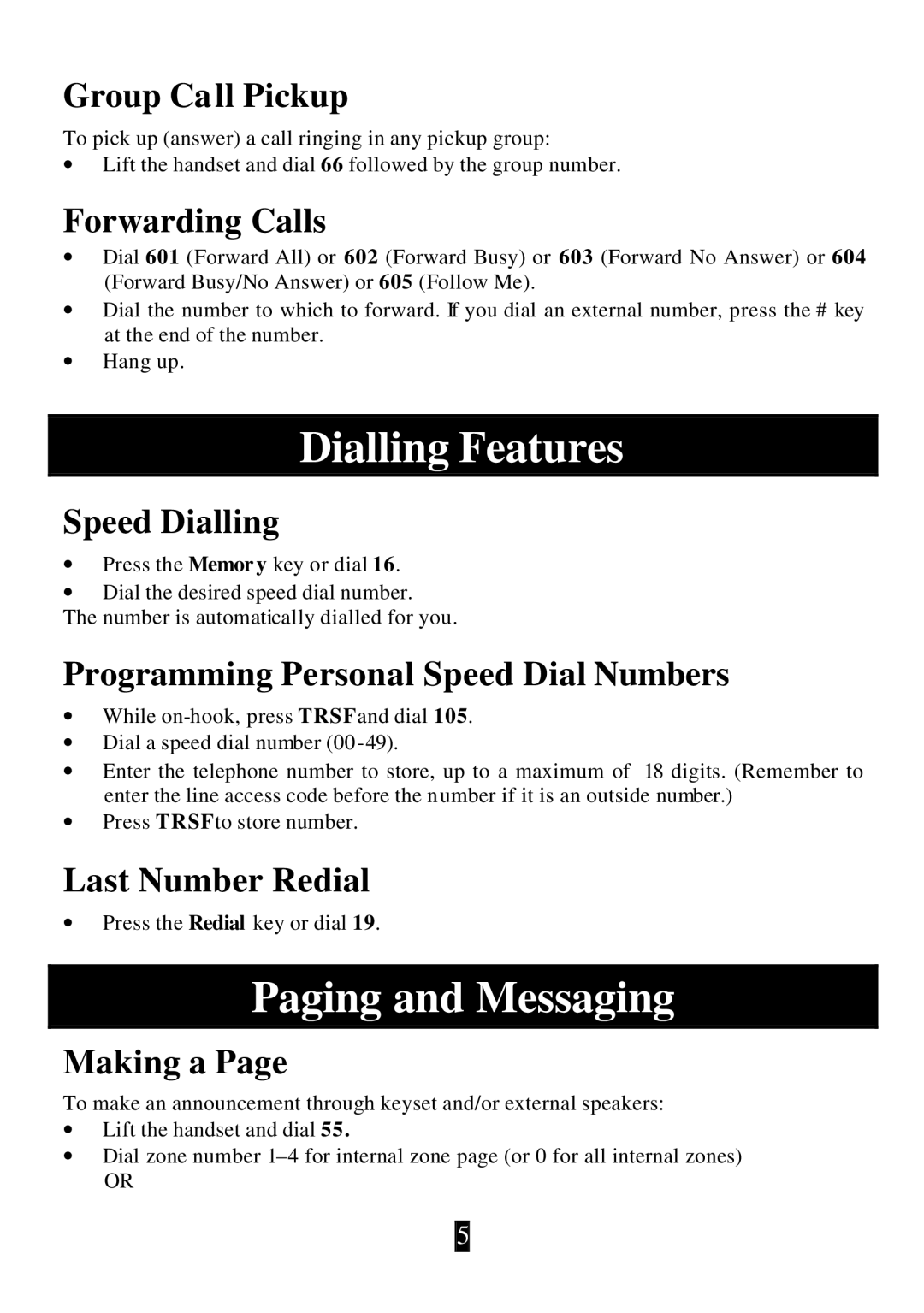 Samsung DS-2100B manual Dialling Features 