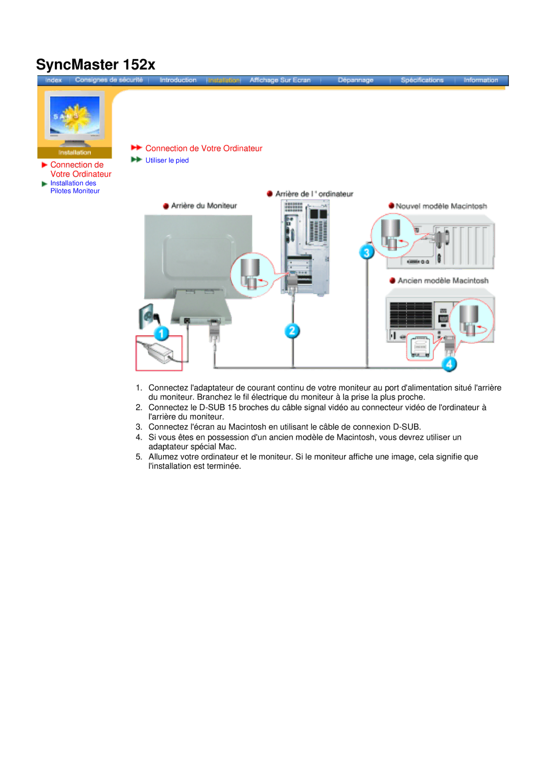 Samsung DS17BSDS/EDC, DS15ASDS/EDC, DS15ASZS/EDC manual Connection de, Votre Ordinateur 