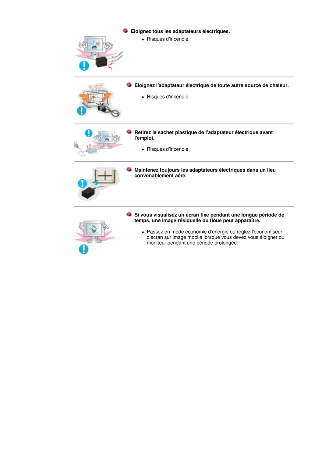 Samsung DS15ASZS/EDC, DS17BSDS/EDC, DS15ASDS/EDC manual Eloignez tous les adaptateurs électriques 