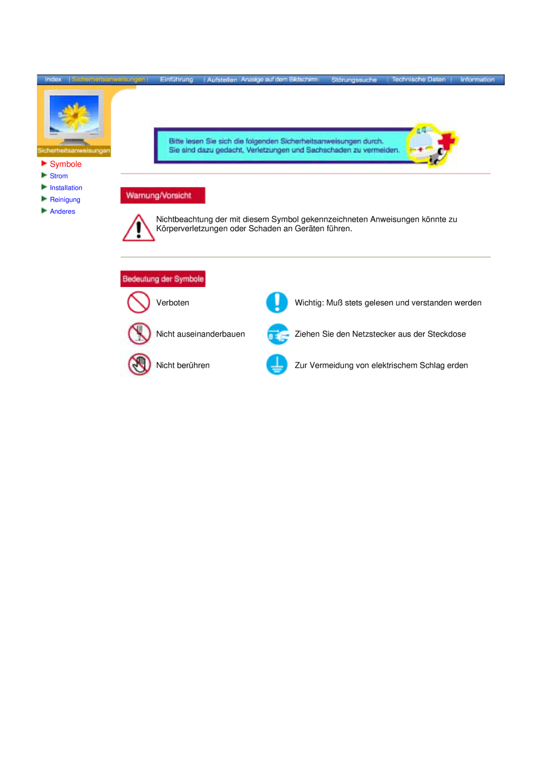 Samsung DS15ASDS/EDC, DS17BSDS/EDC manual Symbole 