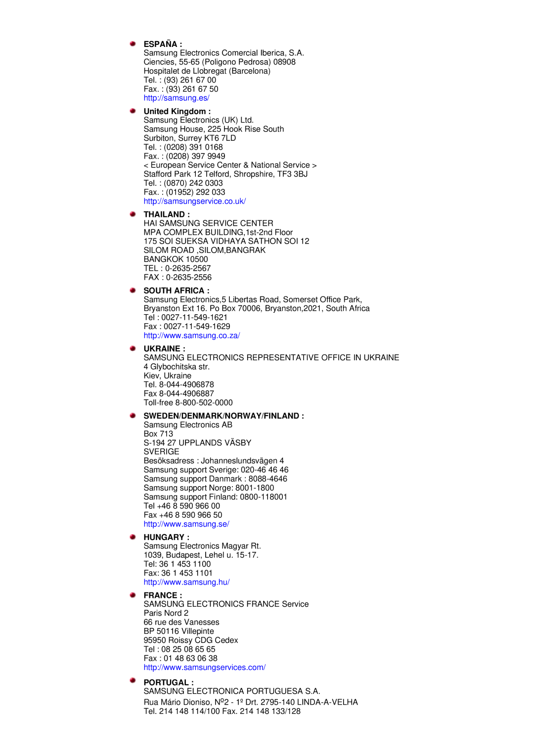 Samsung DS15ASDS/EDC, DS17BSDS/EDC manual España, United Kingdom 