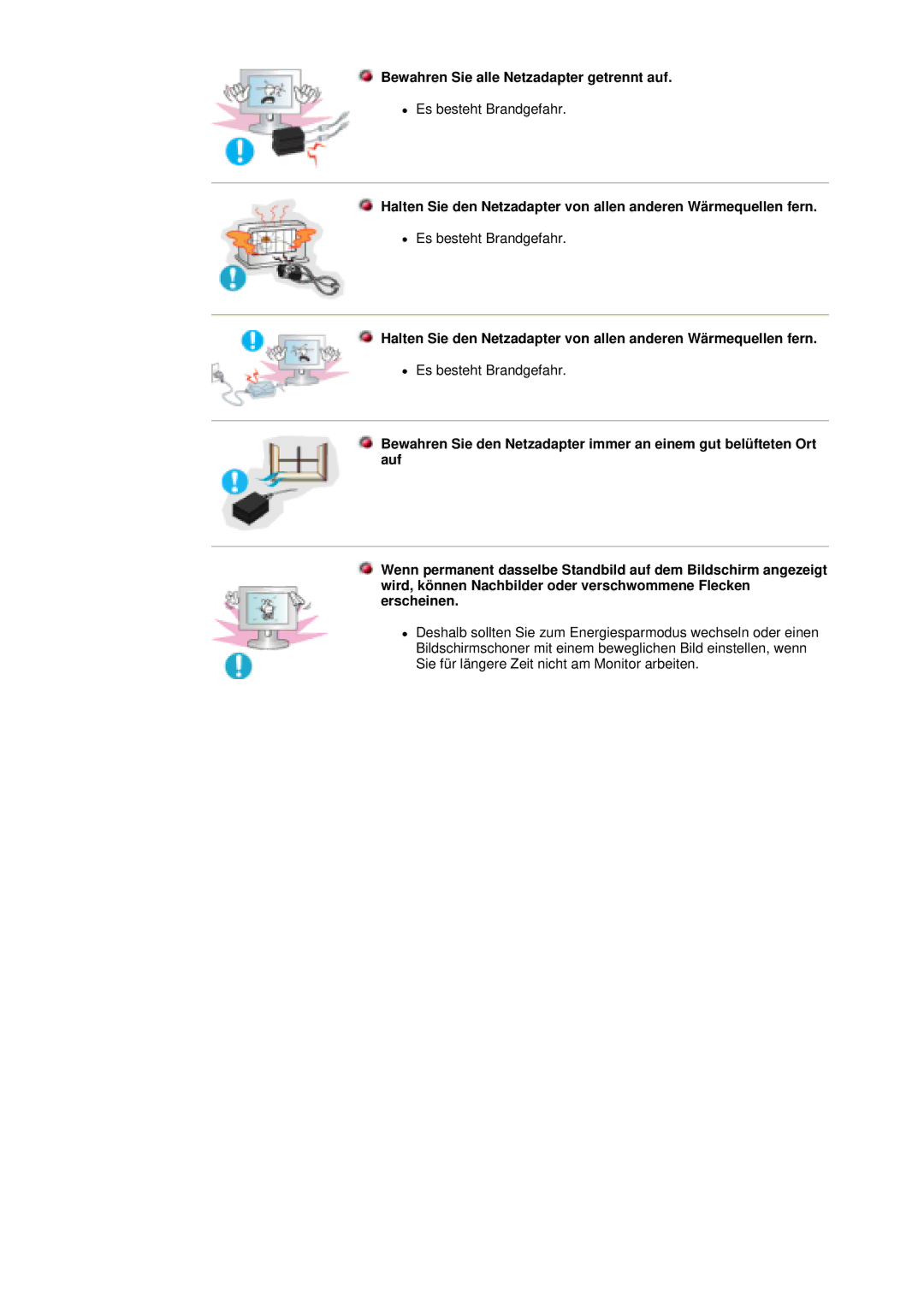 Samsung DS17BSDS/EDC, DS15ASDS/EDC manual Bewahren Sie alle Netzadapter getrennt auf 