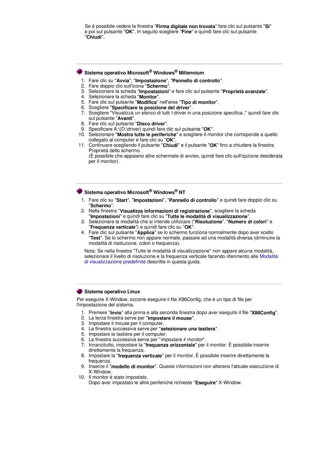 Samsung DS17BSDS/EDC, DS15ASDS/EDC Scegliere Specificare la posizione del driver, Sistema operativo Microsoft Windows NT 