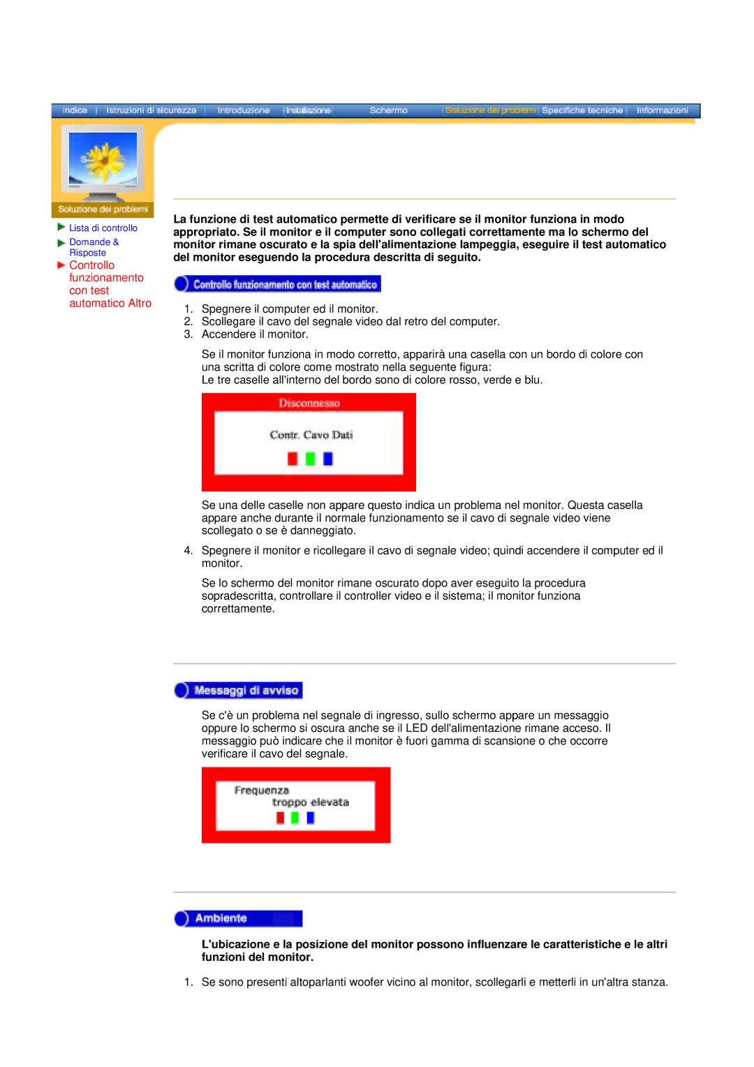 Samsung DS15ASDS/EDC, DS17BSDS/EDC manual Controllo funzionamento con test automatico Altro 