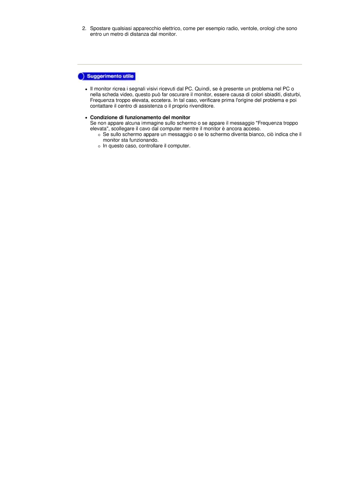 Samsung DS17BSDS/EDC, DS15ASDS/EDC manual Condizione di funzionamento del monitor 