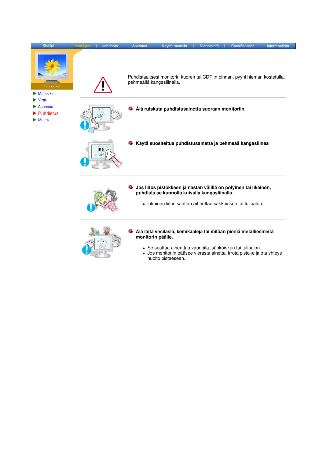 Samsung DS17BSDS/EDC, DS15ASDS/EDC manual Puhdistus 