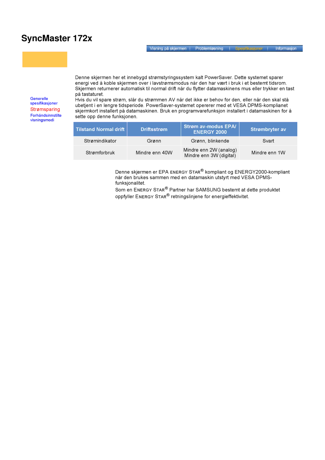 Samsung DS15ASDS/EDC, DS17BSDS/EDC manual Grønn 