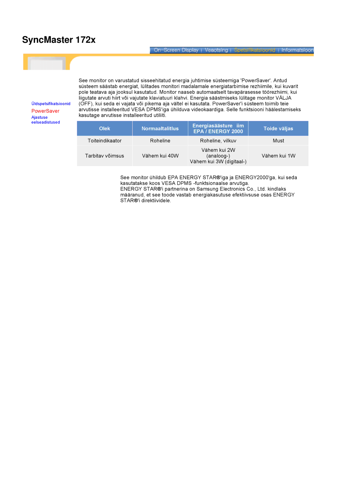 Samsung DS17BSDS/EDC, DS15ASDS/EDC manual OlekNormaaltalitlus 