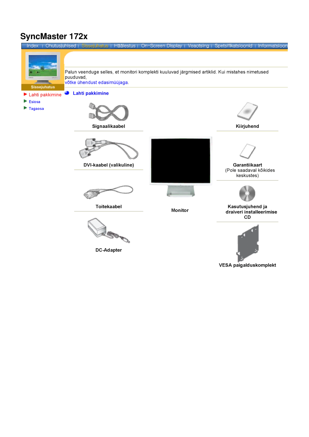 Samsung DS15ASDS/EDC, DS17BSDS/EDC manual Lahti pakkimine 