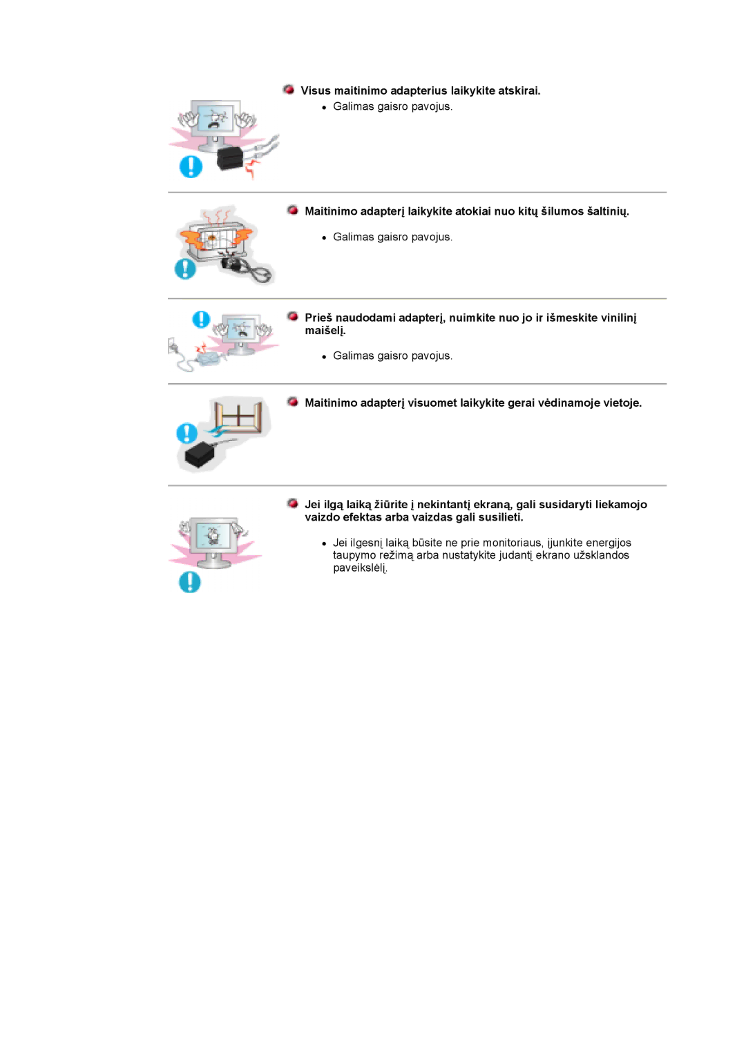 Samsung DS15ASDS/EDC, DS17BSDS/EDC manual Visus maitinimo adapterius laikykite atskirai 