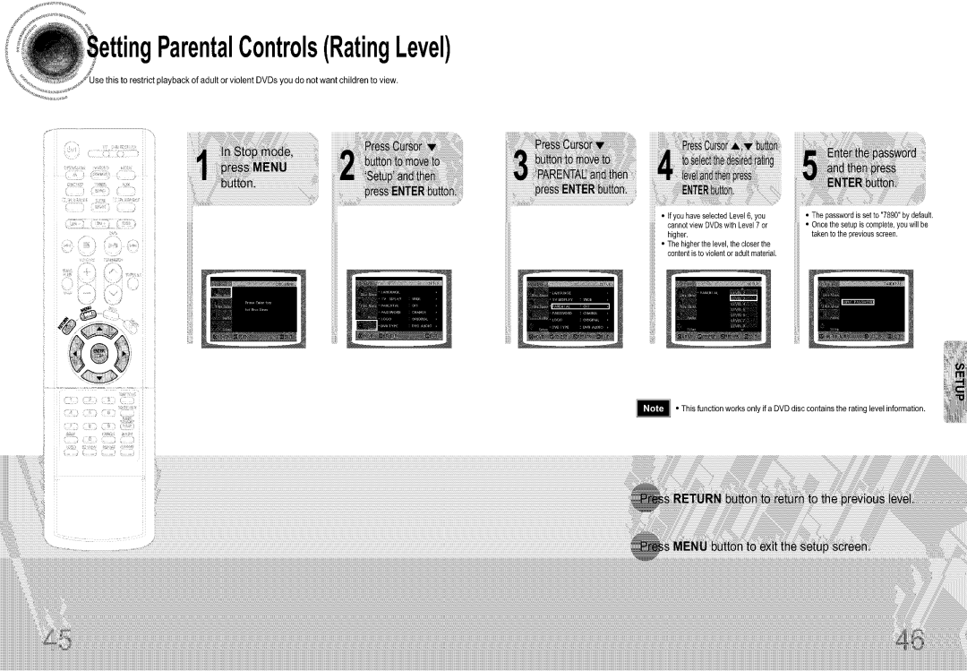 Samsung DS660T manual ParentalControlsRatingLevel 