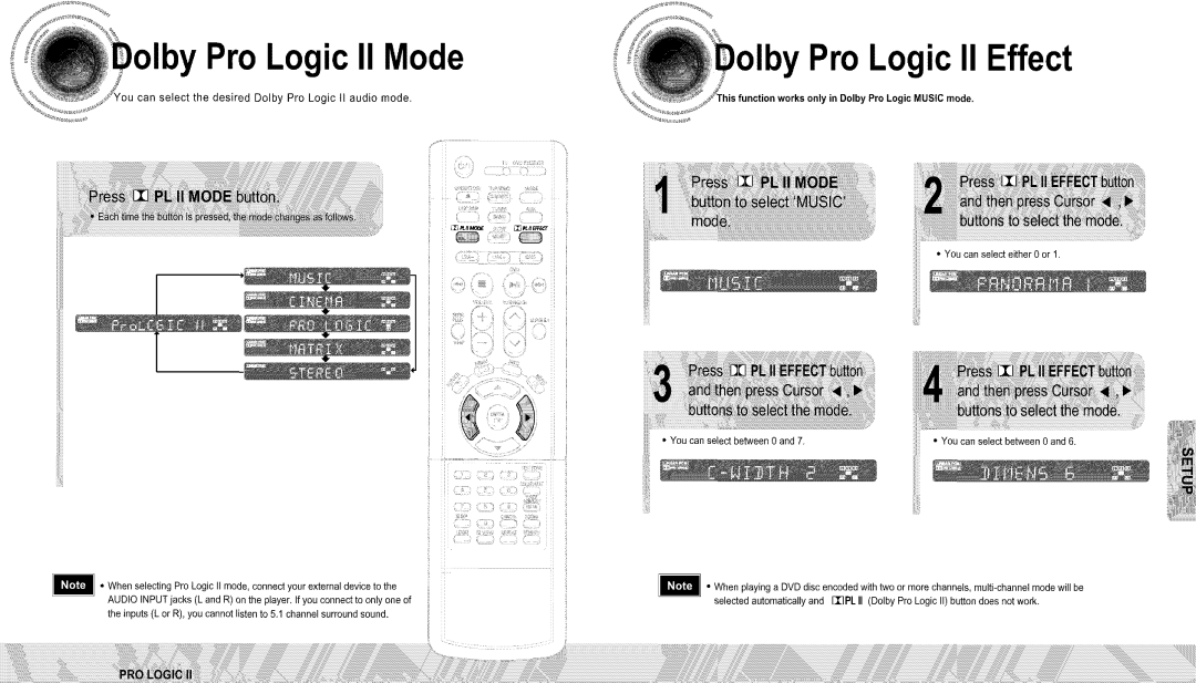 Samsung DS660T manual By Pro LogicII Mode, By Pro LogicII Effect, Select the desired Dolby Pro Logic II audio mode 