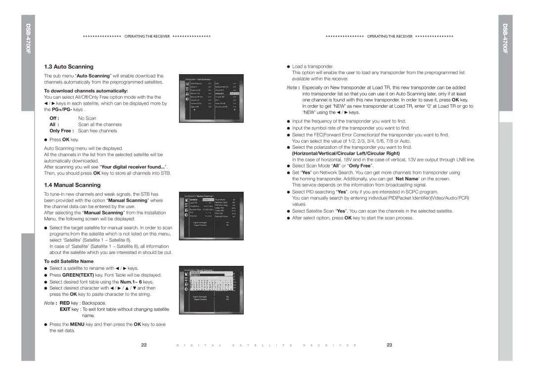 Samsung DSB-4700F manual Auto Scanning, Manual Scanning 