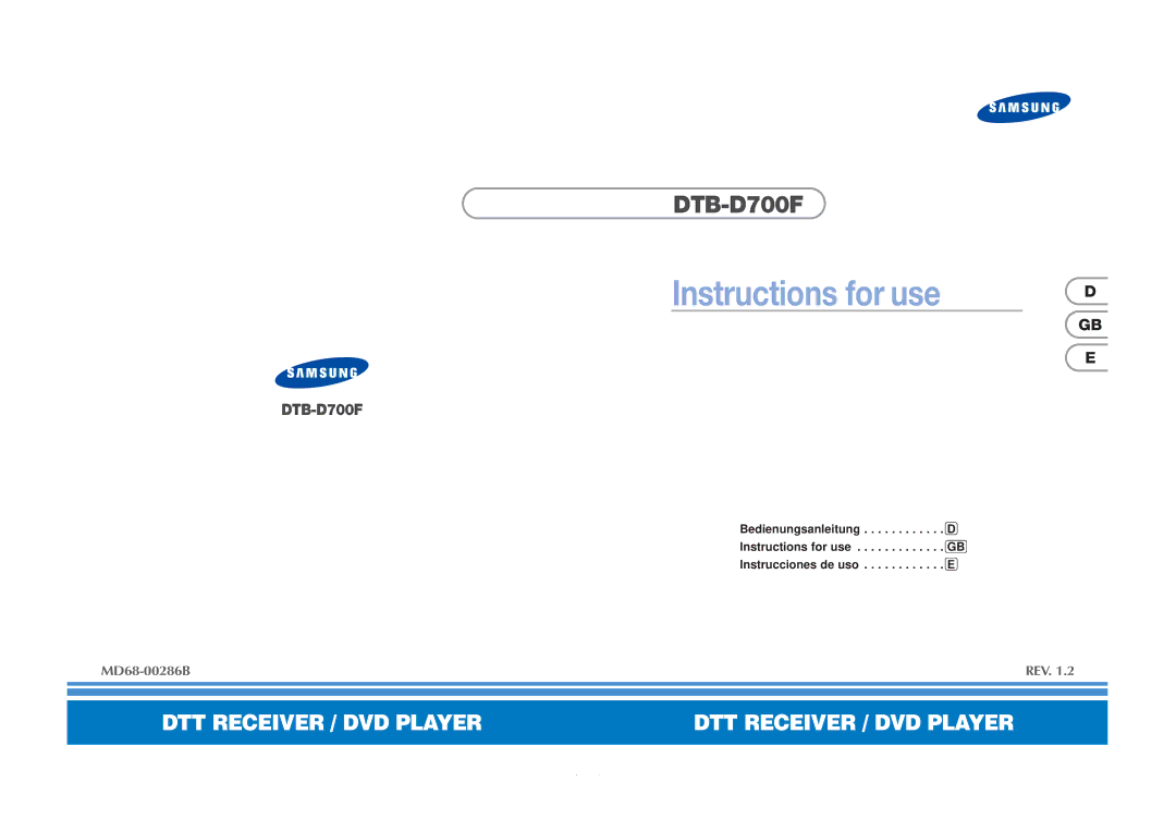 Samsung DTB-D700F manual Instructions for use 