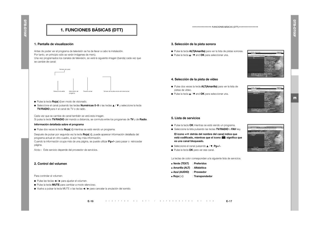 Samsung DTB-D700F manual Funciones Básicas DTT 