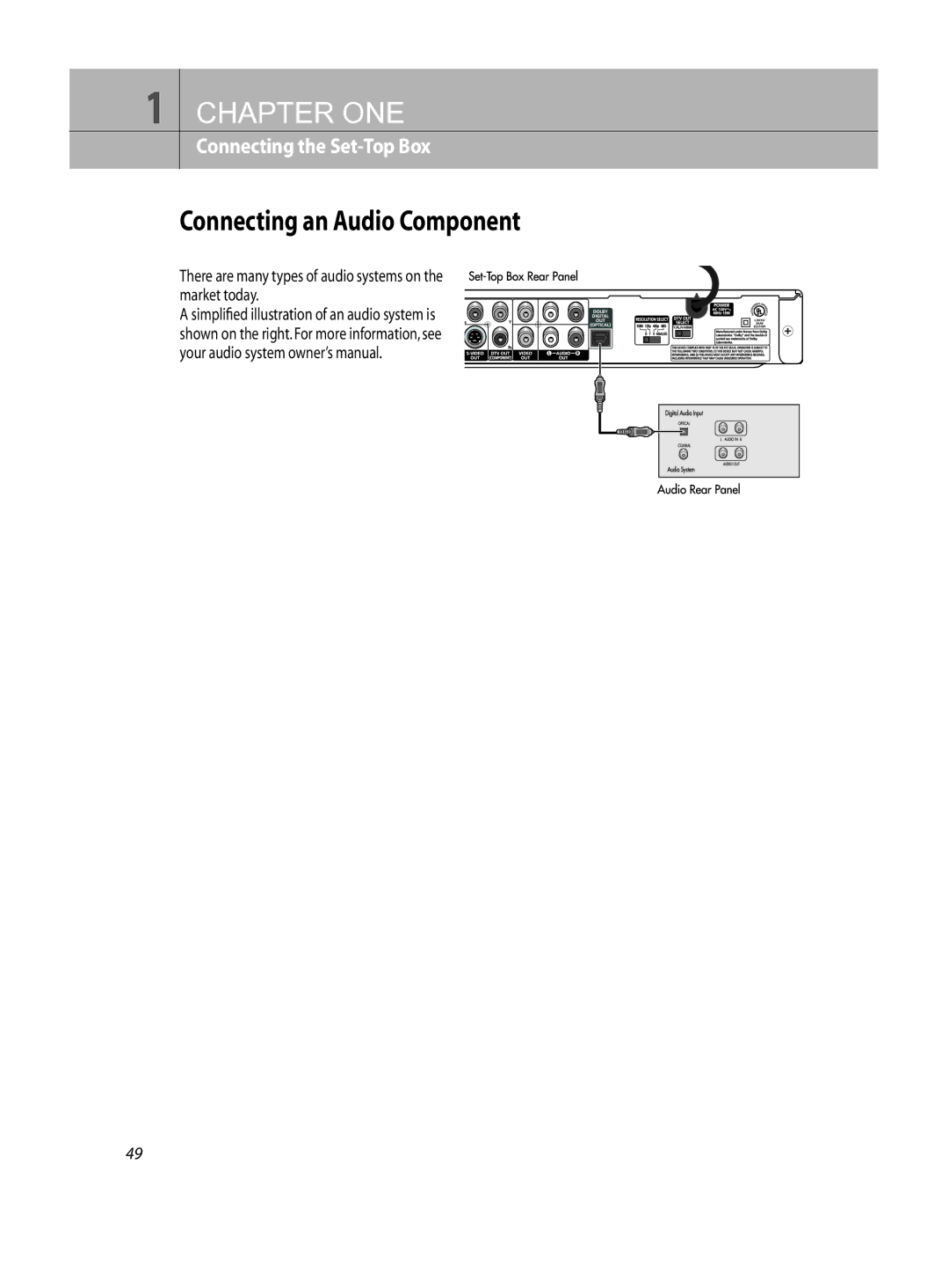 Samsung DTB-H260F manual Connecting an Audio Component, There are many types of audio systems on the market today 