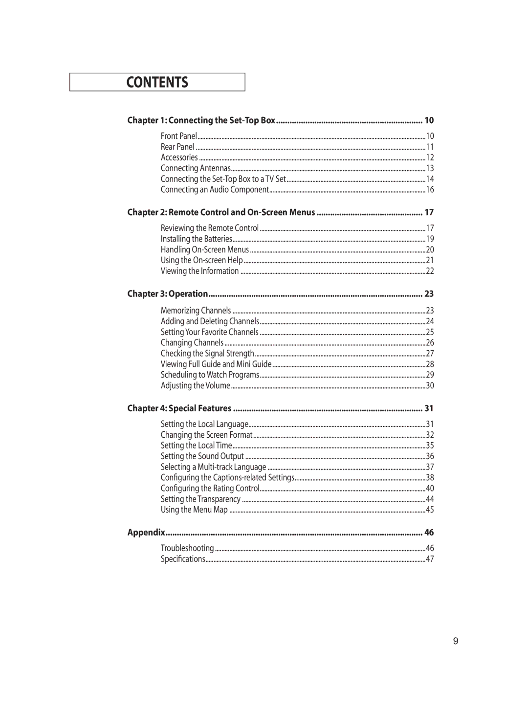 Samsung DTB-H260F manual Contents 