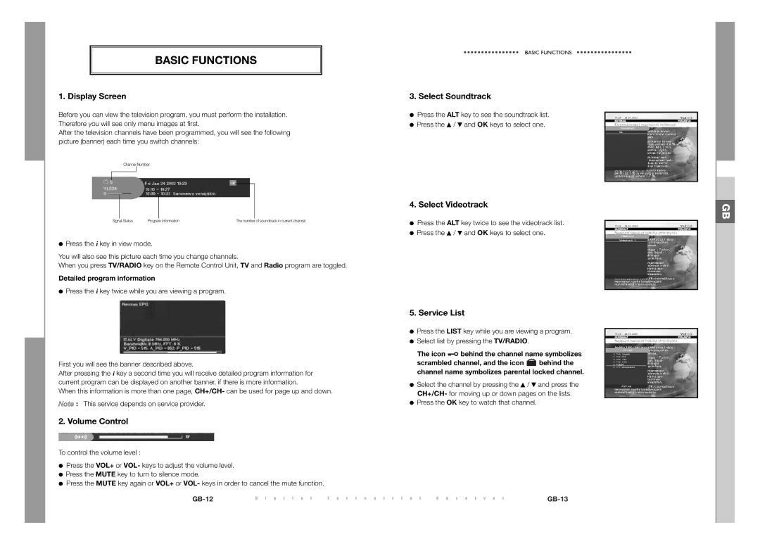 Samsung DTB-S500F, DTB-S501E manual Basic Functions 