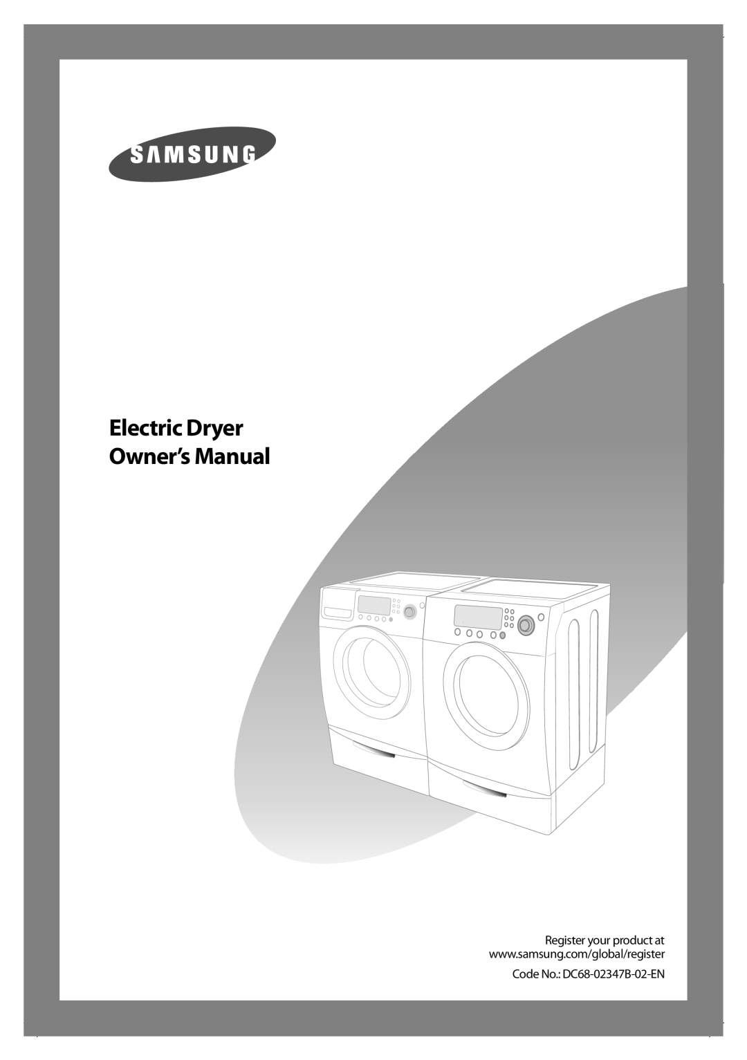 Samsung DV206LEW owner manual Electric Dryer 