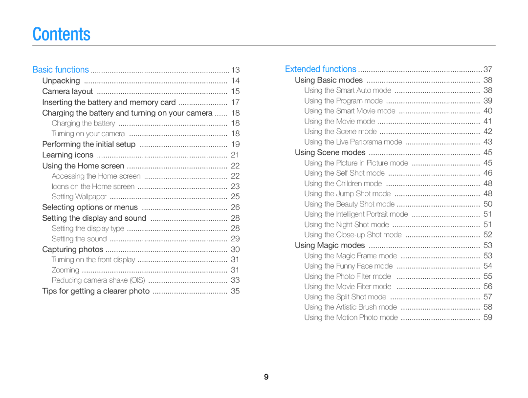 Samsung DV300 user manual Contents 