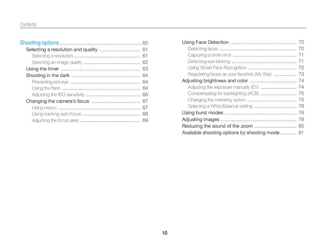 Samsung DV300 user manual Contents 