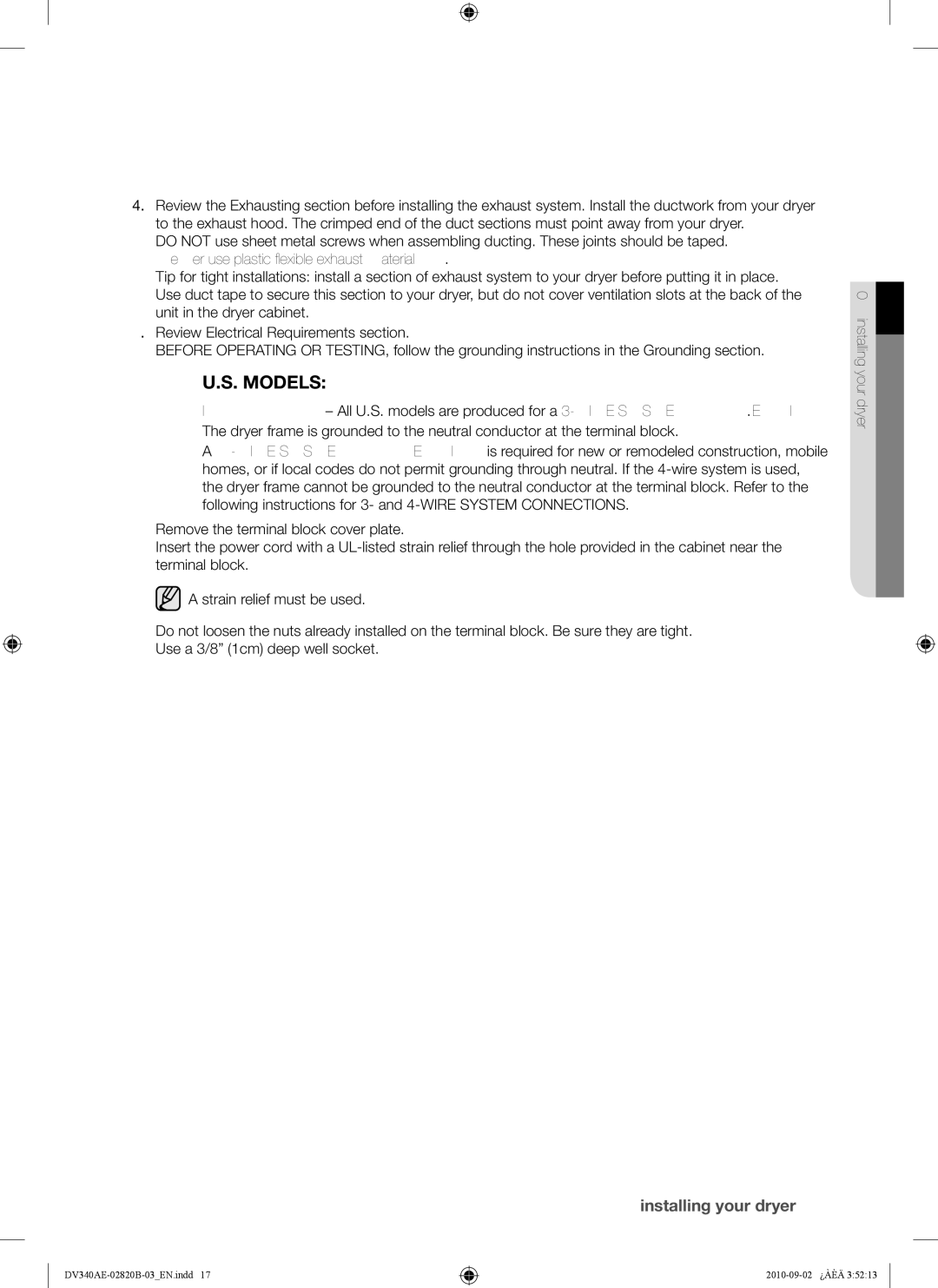 Samsung DV340AEW, DV330AEW user manual Models 