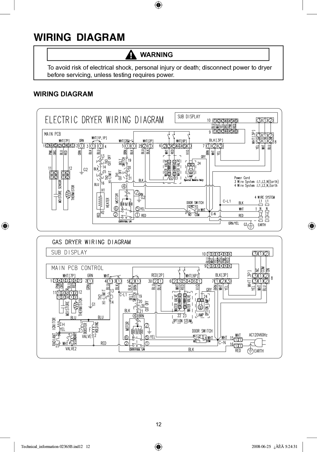 Samsung DV338 service manual Wiring Diagram 