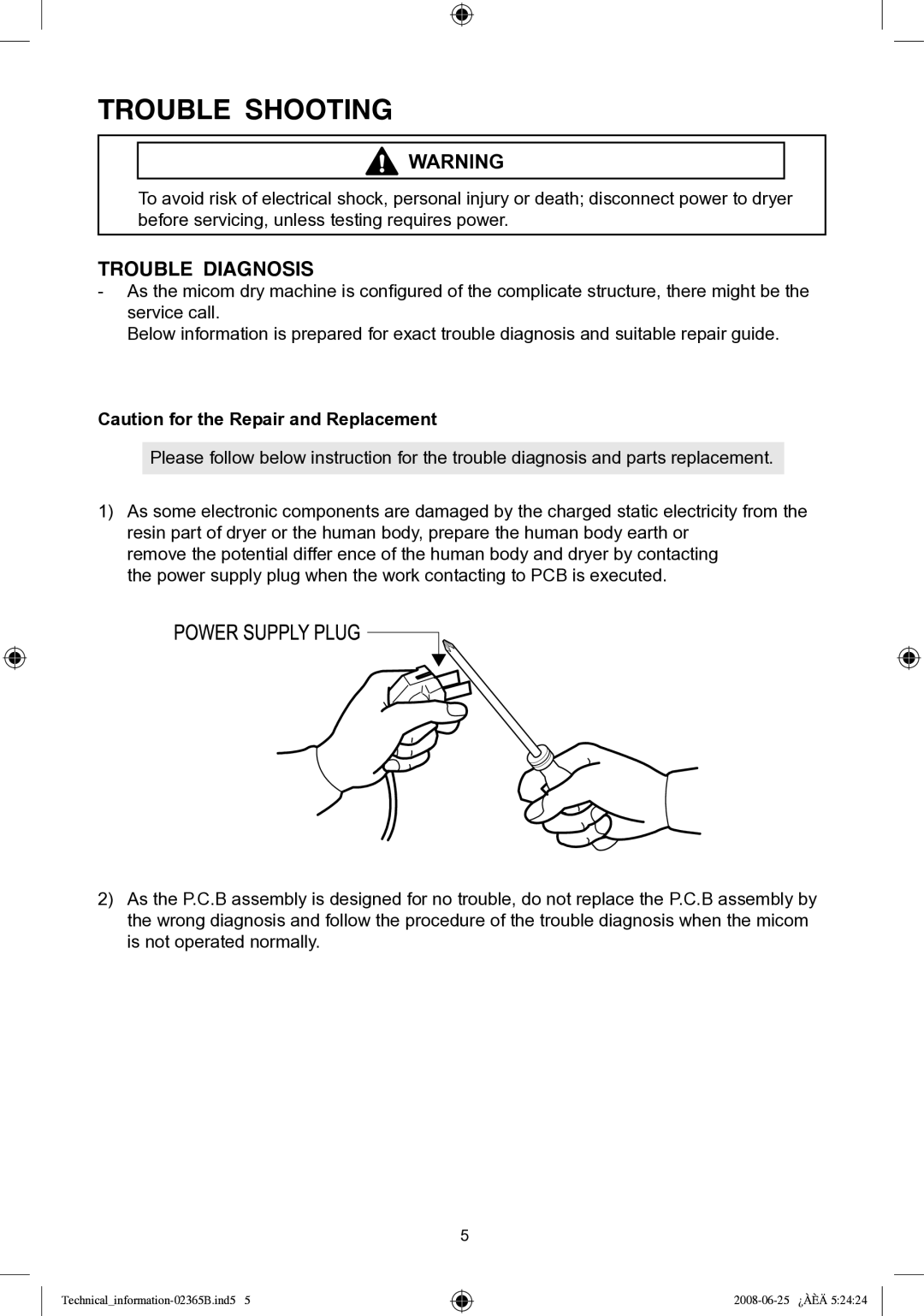 Samsung DV338 service manual Trouble Shooting 