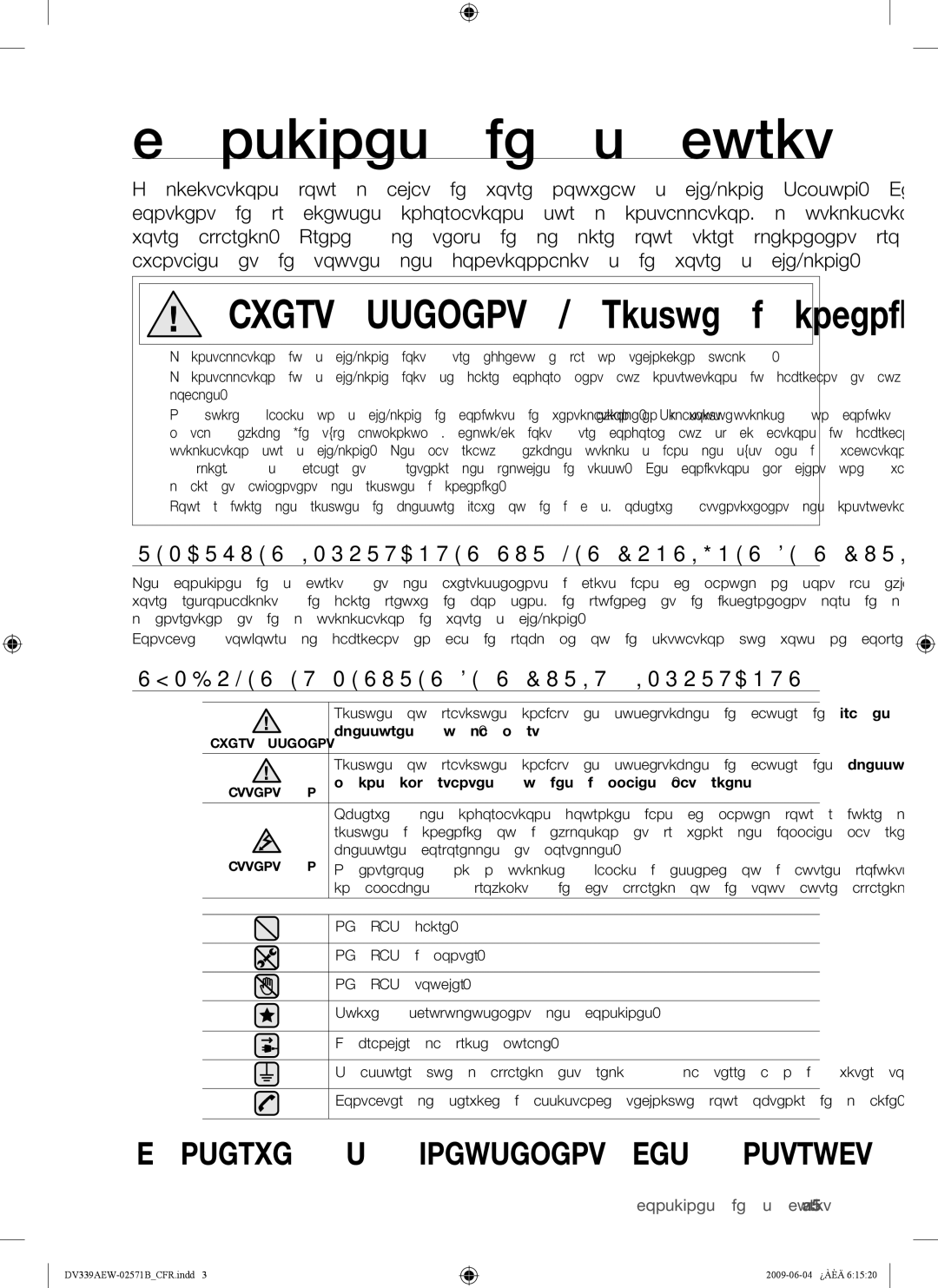 Samsung DV339AE*, DV339AEW user manual Consignes de sécurité, Remarques Importantes SUR LES Consignes DE Sécurité 