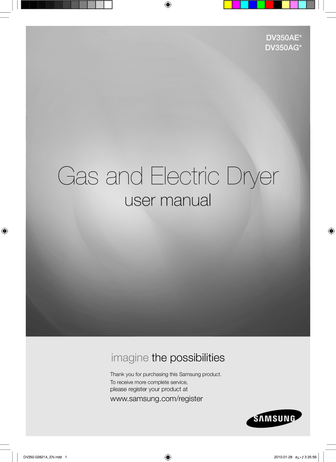 Samsung DV350AG*, DV350AE* user manual Gas and Electric Dryer 