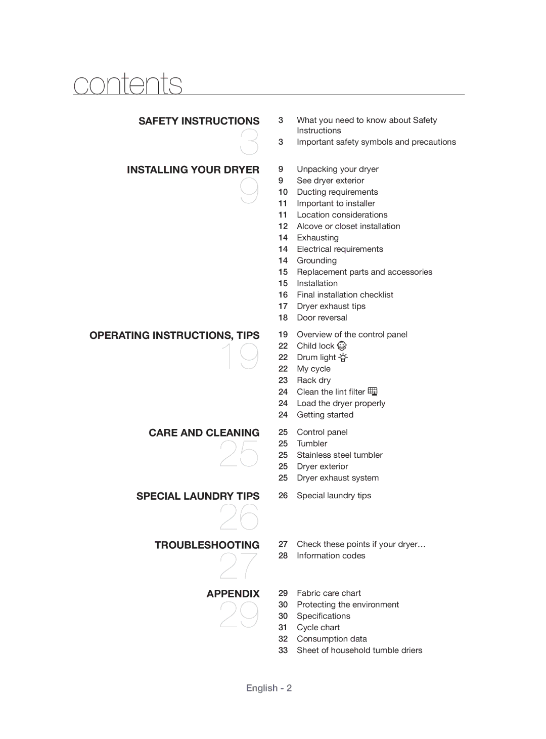 Samsung DV431AEP/XEU manual Contents 