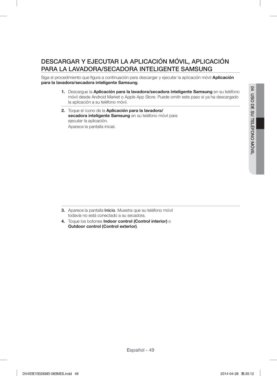 Samsung DV457EVGSGR/AA manual Español 