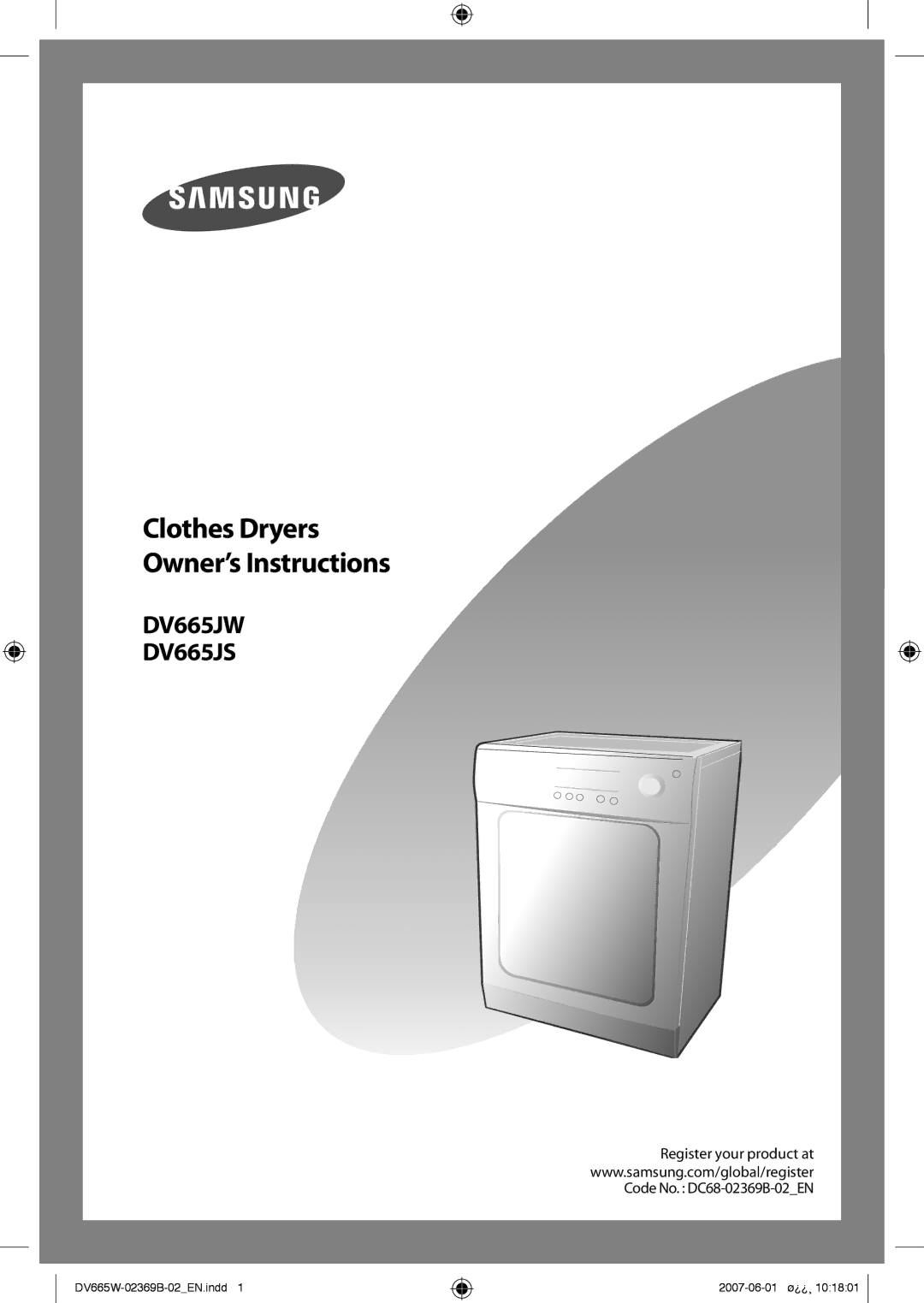 Samsung DV665JW/XSG manual DV665JW DV665JS, Register your product at 