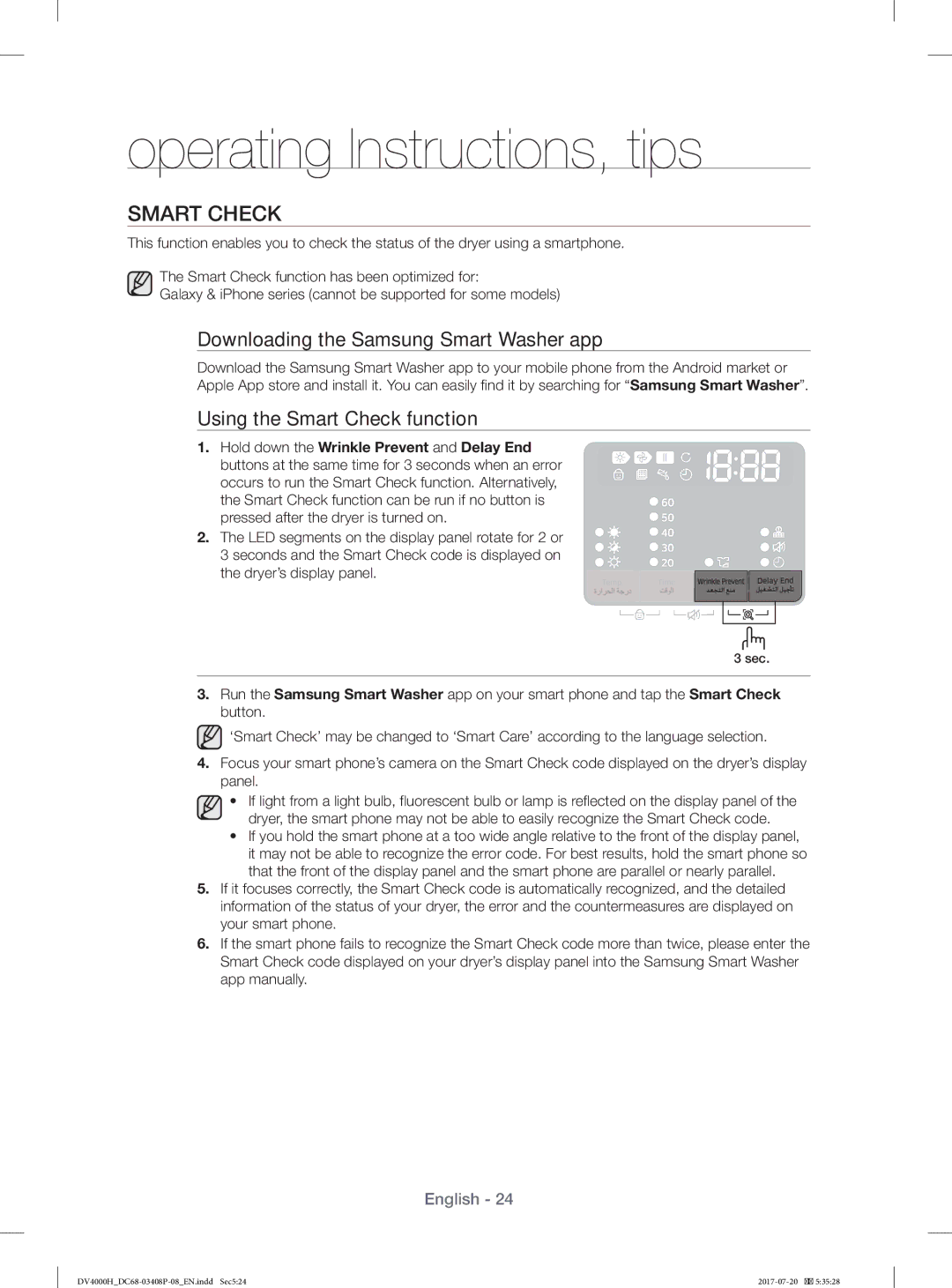 Samsung DV70H4400CW/YL, DV80H4300CW/YL manual Smart Check, Downloading the Samsung Smart Washer app 