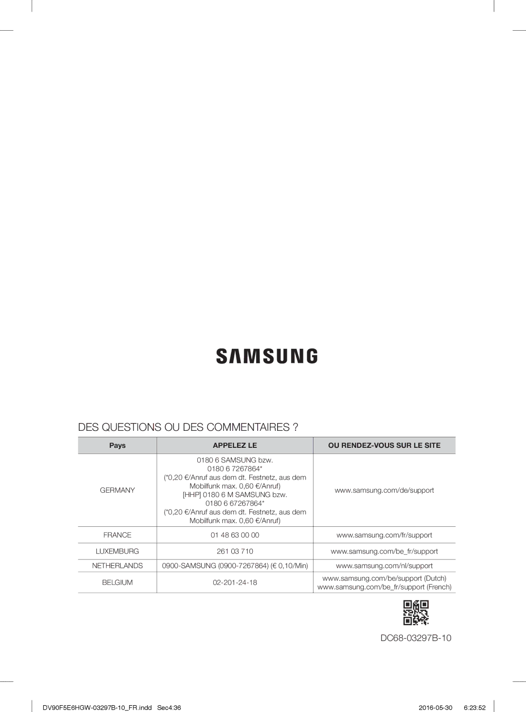 Samsung DV71F5E0HGW/EN manual DES Questions OU DES Commentaires ? 