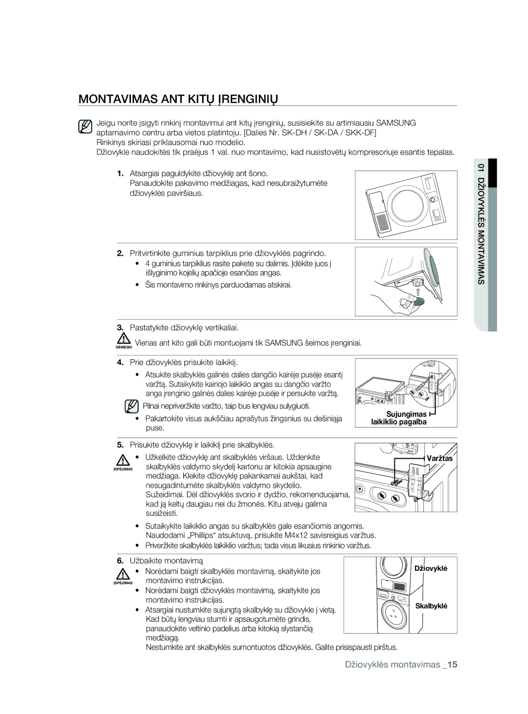 Samsung DV80F5E5HGW/EE manual Montavimas ANT Kitų Įrenginių, Sujungimas, Varžtas 