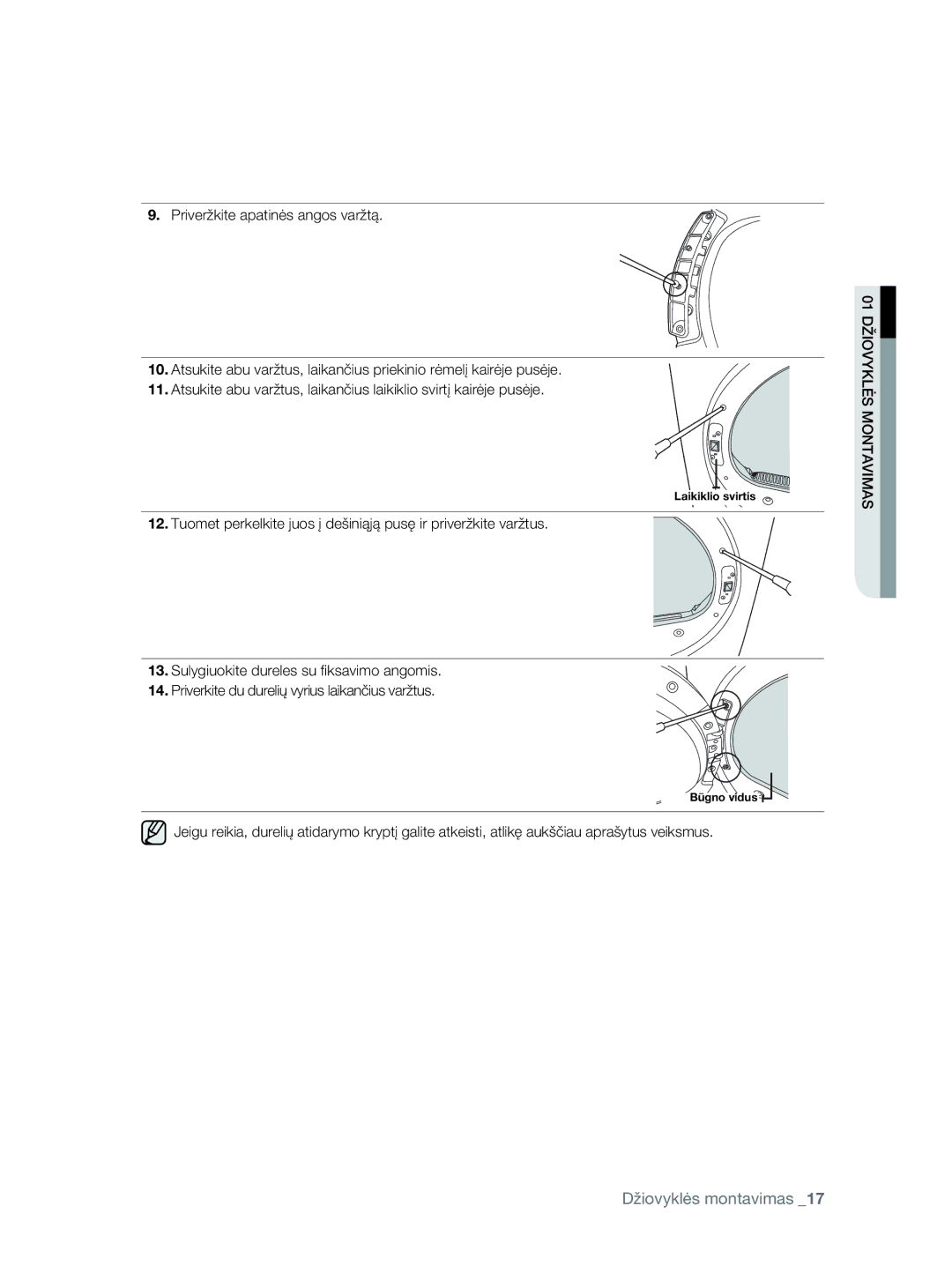 Samsung DV80F5E5HGW/EE manual Laikiklio svirtis 