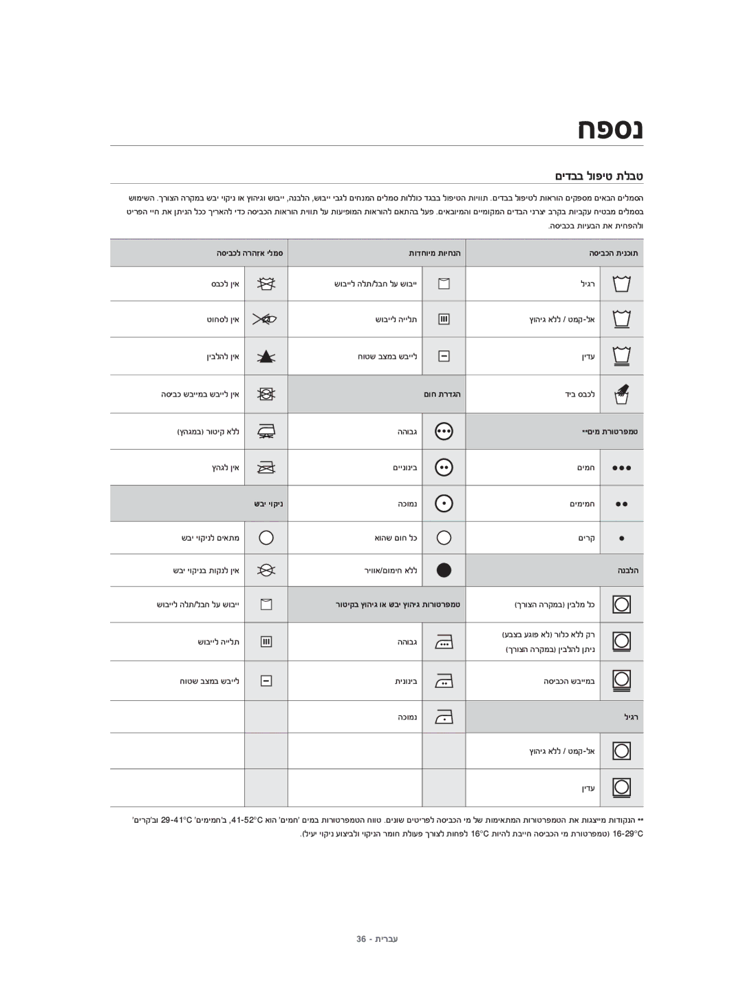 Samsung DV80H4100CW/KJ, DV70H4400CW/KJ manual םידבב לופיט תלבט 