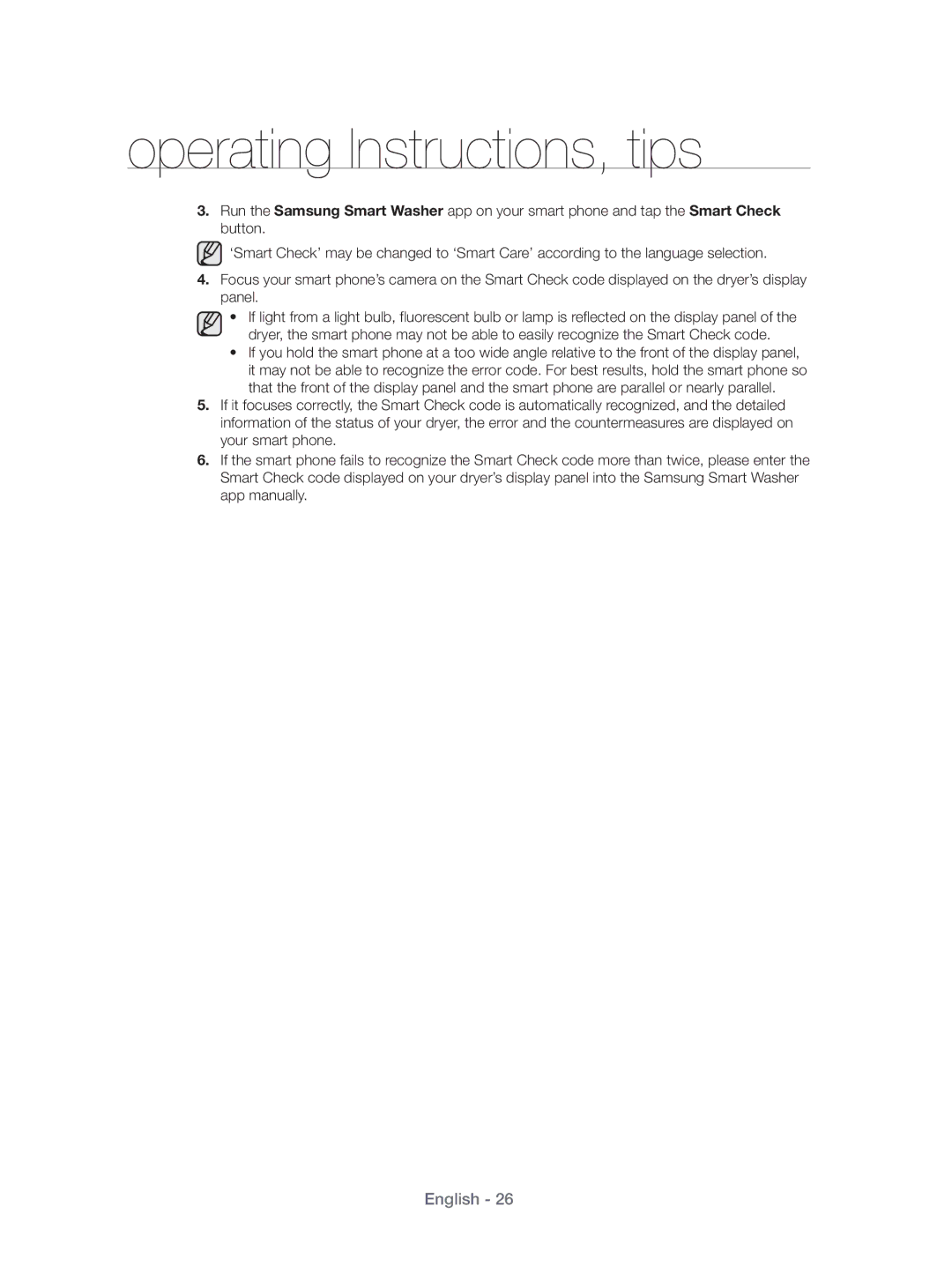 Samsung DV80H4100CW/KJ, DV70H4400CW/KJ manual Operating Instructions, tips 