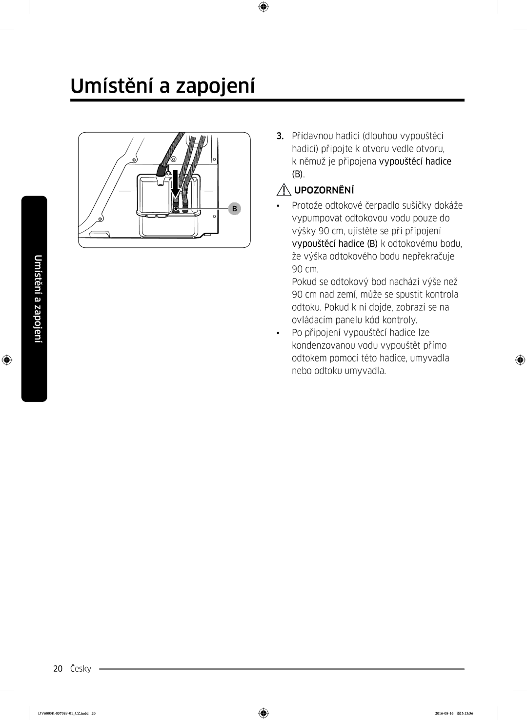 Samsung DV80K6010CW/LE manual 20 Česky 