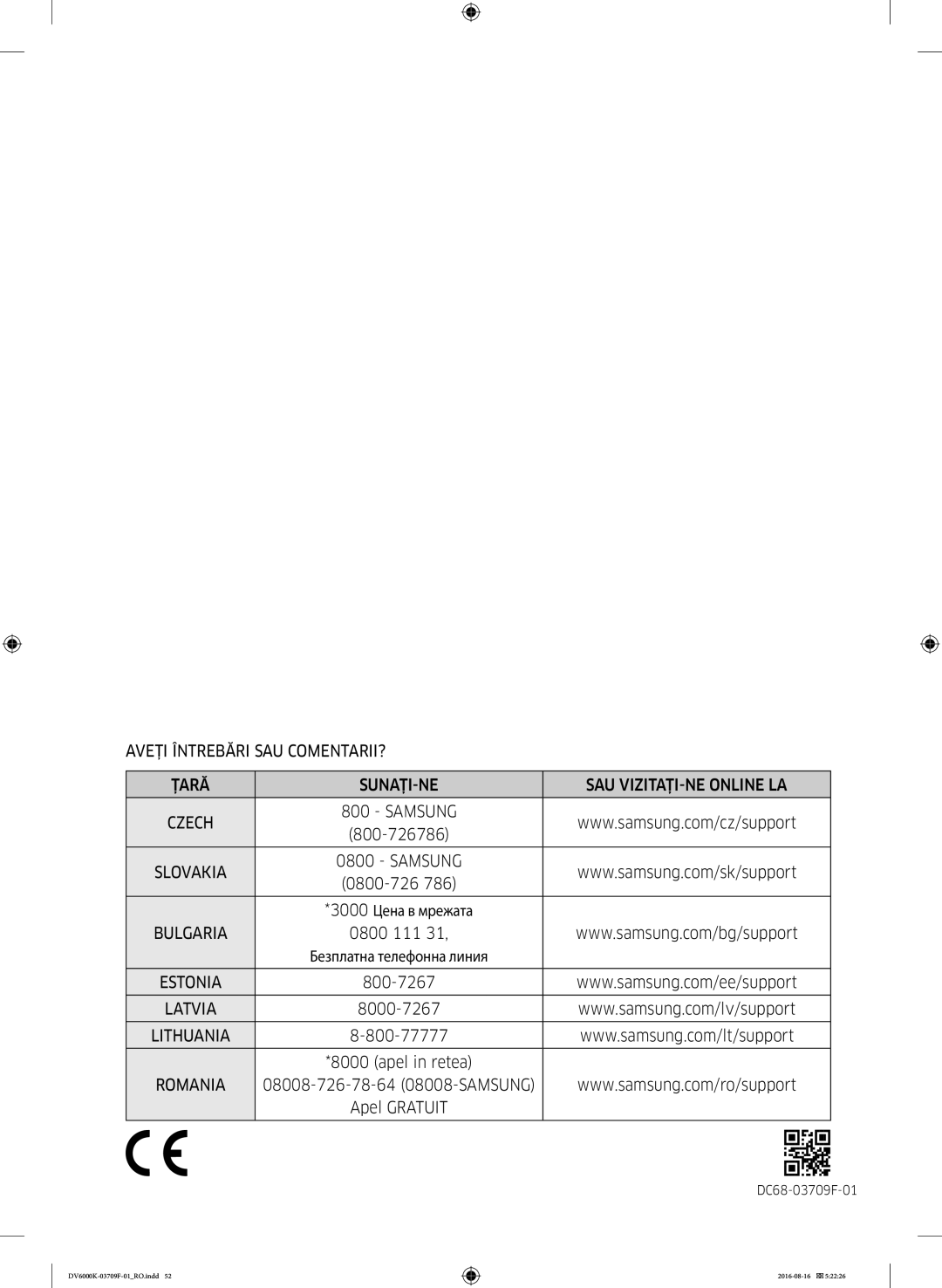 Samsung DV80K6010CW/LE manual Lithuania 