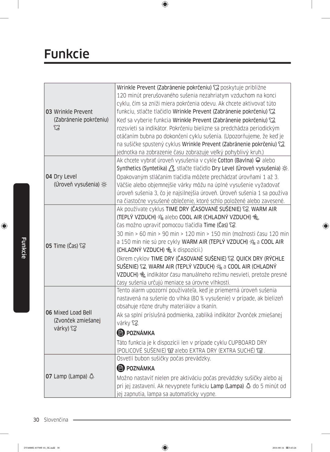 Samsung DV80K6010CW/LE manual Chladný Vzduch 