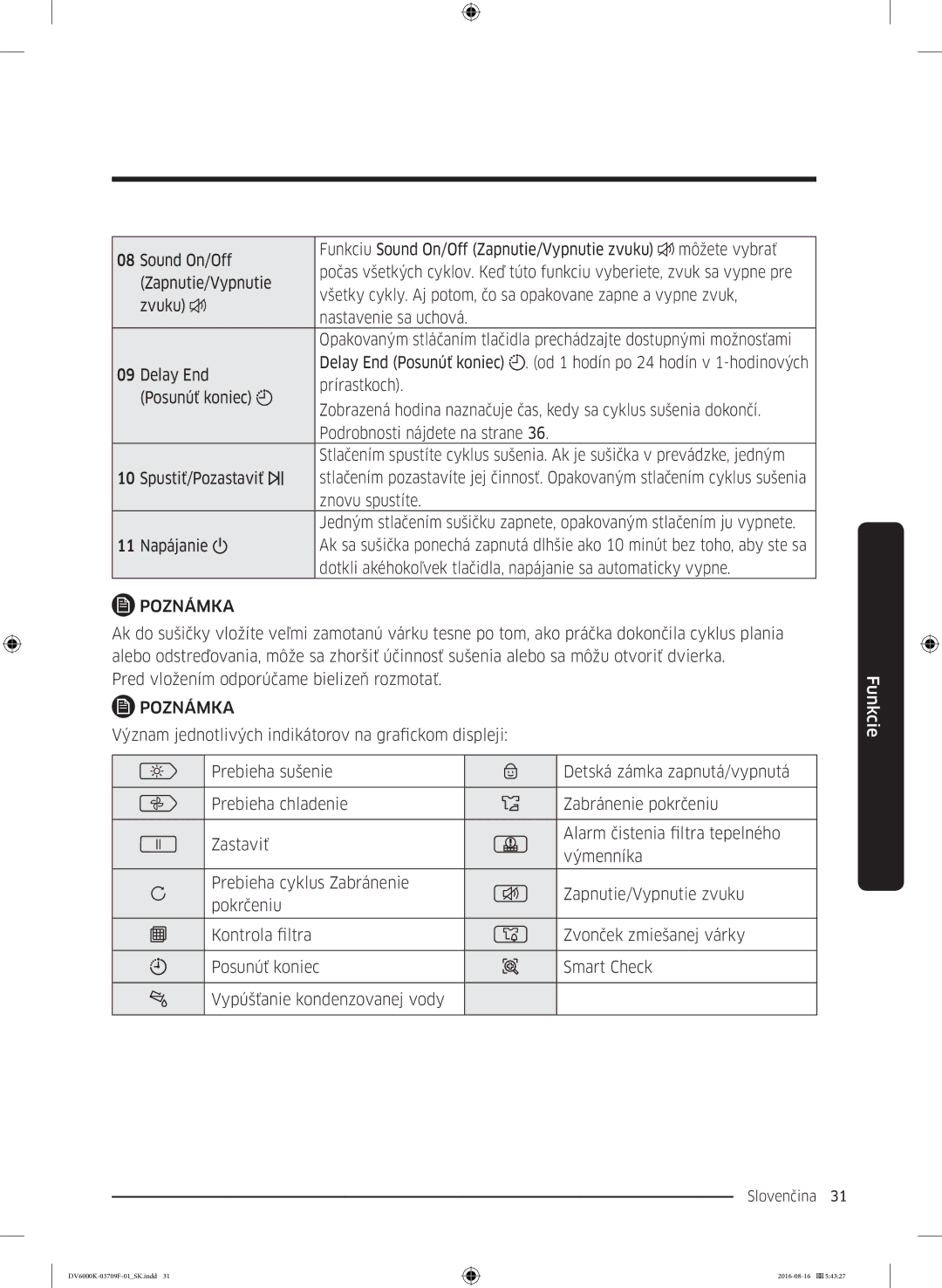 Samsung DV80K6010CW/LE manual Znovu spustíte, 11 Napájanie, Dotkli akéhokoľvek tlačidla, napájanie sa automaticky vypne 