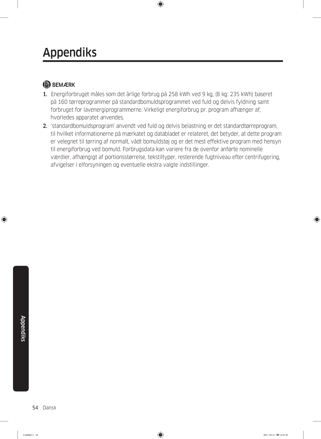 Samsung DV80M5010KW/EE, DV80M50101W/EE, DV70M5020KW/EE, DV90M50003W/EE, DV80M52102W/EE, DV80M50102W/EE manual Appendiks 