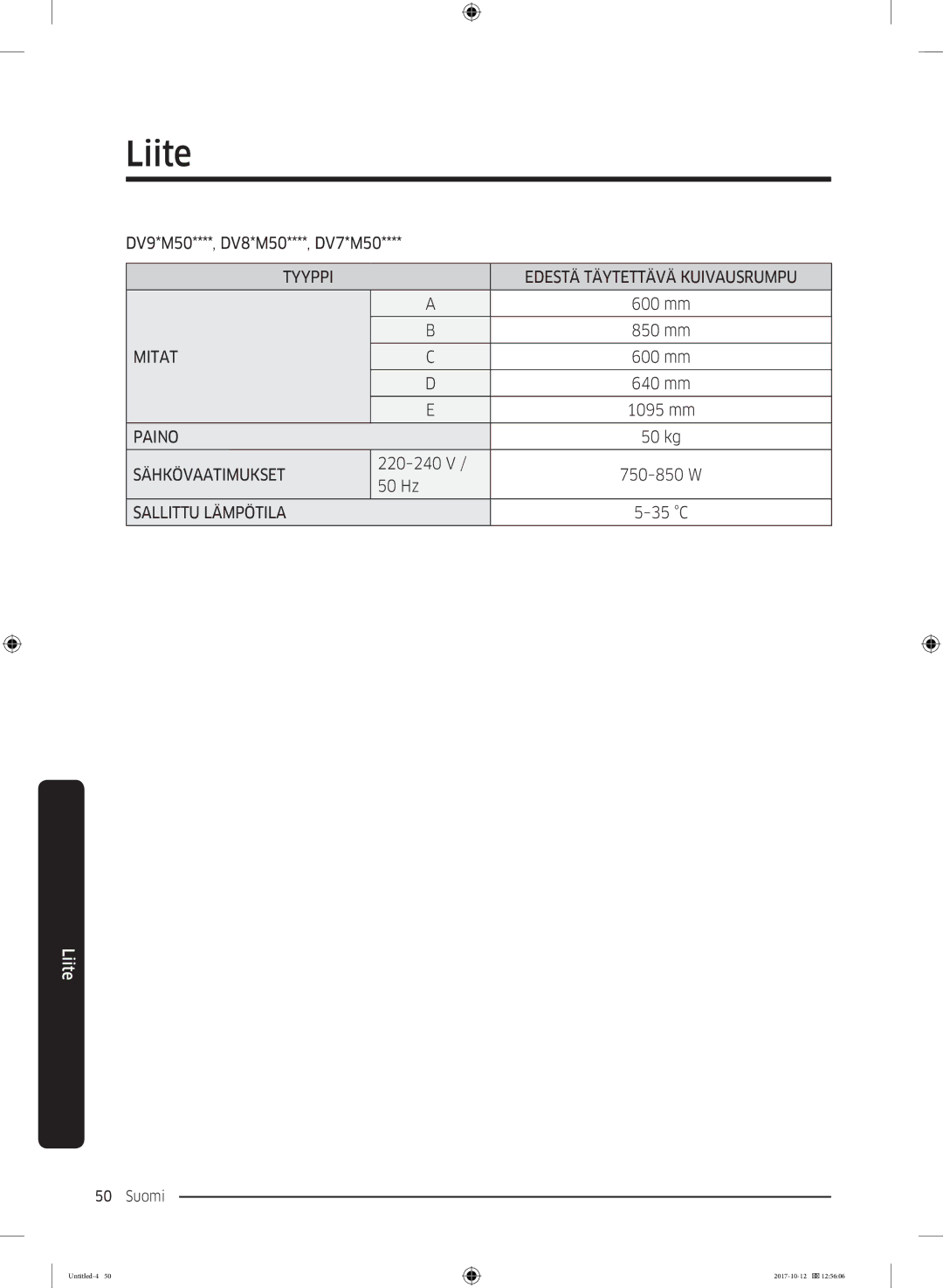 Samsung DV80M50101W/EE, DV70M5020KW/EE, DV80M5010KW/EE, DV90M50003W/EE, DV80M52102W/EE, DV80M50102W/EE manual 35 C 