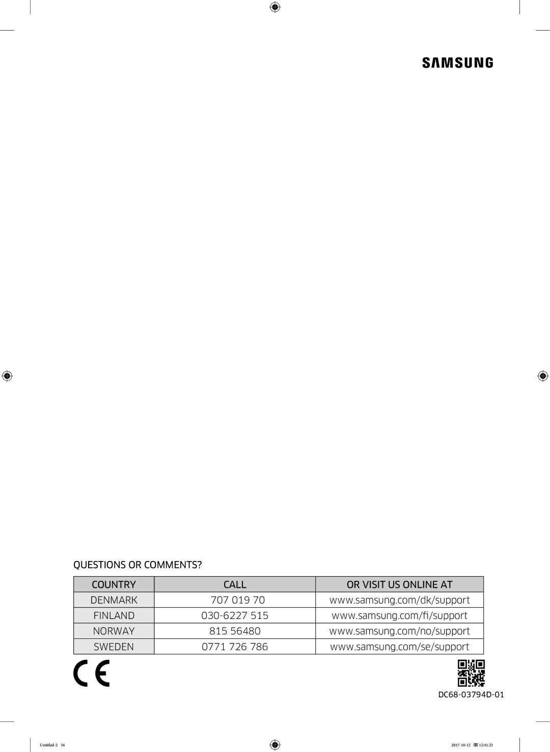 Samsung DV80M5010KW/EE, DV80M50101W/EE, DV70M5020KW/EE, DV90M50003W/EE, DV80M52102W/EE, DV80M50102W/EE manual Finland, Norway 